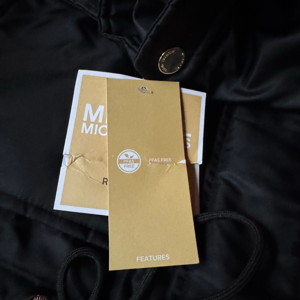 NWT MICHAEL KORS Women’s Reversible Bomber Jacket Black Small Quilted Zip Front - Picture 11 of 13